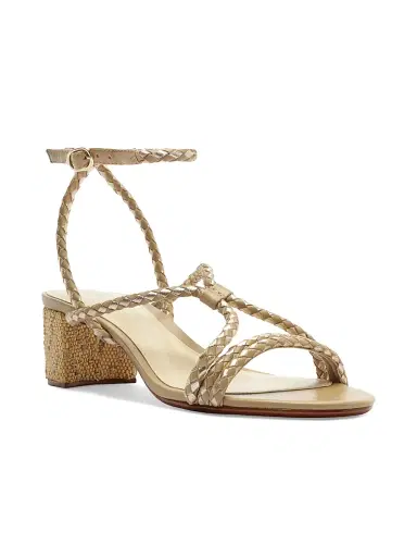Alexandre Birman Women's Elba 45MM Woven Leather Block Heel Sandals - Semolina Golden | Thumbnail 2 Alexandre Birman Women's Elba 45MM Woven Leather Block Heel Sandals - Semolina Golden | Thumbnail 2