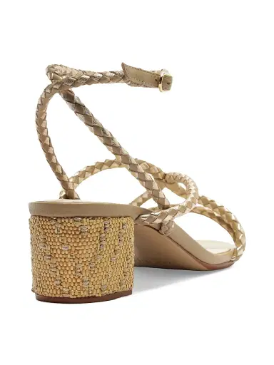 Alexandre Birman Women's Elba 45MM Woven Leather Block Heel Sandals - Semolina Golden | Thumbnail 3 Alexandre Birman Women's Elba 45MM Woven Leather Block Heel Sandals - Semolina Golden | Thumbnail 3