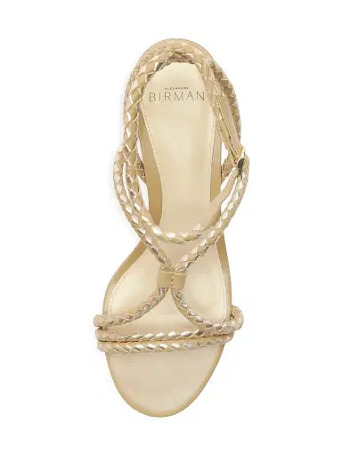 Alexandre Birman Women's Elba 45MM Woven Leather Block Heel Sandals - Semolina Golden | Thumbnail 4 Alexandre Birman Women's Elba 45MM Woven Leather Block Heel Sandals - Semolina Golden | Thumbnail 4