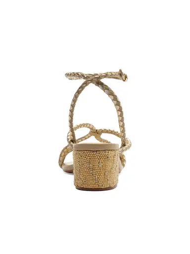 Alexandre Birman Women's Elba 45MM Woven Leather Block Heel Sandals - Semolina Golden | Thumbnail 9 Alexandre Birman Women's Elba 45MM Woven Leather Block Heel Sandals - Semolina Golden | Thumbnail 9