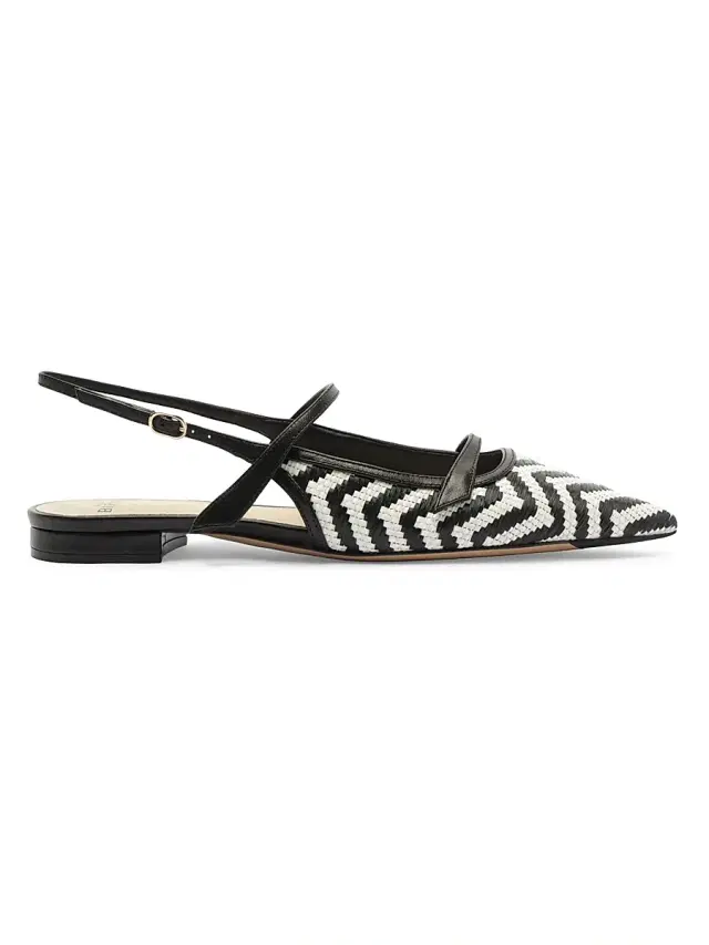 Alexandre Birman Women's Tita Zigzag Raffia Slingback Flats - Black