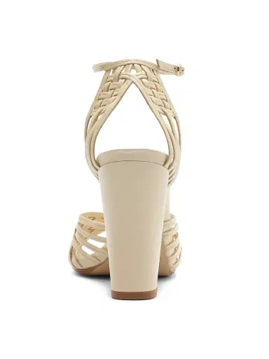 Alexandre Birman Women's Lilian 90MM Woven Leather Block Heel Sandals - Eggshell | Thumbnail 9