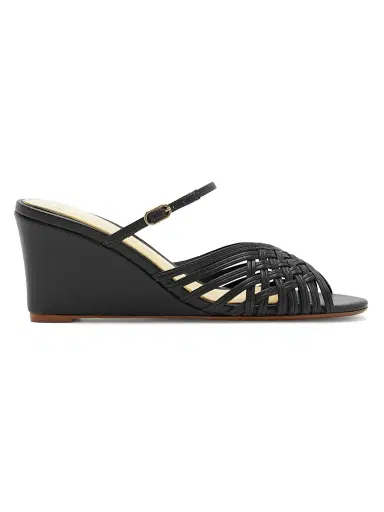 Alexandre Birman Women's Lilian 75MM Woven Leather Wedge Sandals - Black | Thumbnail 1 Alexandre Birman Women's Lilian 75MM Woven Leather Wedge Sandals - Black | Thumbnail 1