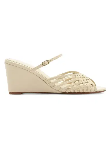 Alexandre Birman Women's Lilian 75MM Leather Wedge Sandals - Eggshell | Thumbnail 1 Alexandre Birman Women's Lilian 75MM Leather Wedge Sandals - Eggshell | Thumbnail 1