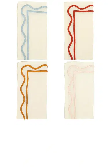 Misette Embroidered Linen Napkins Set Of 4 | Thumbnail 1