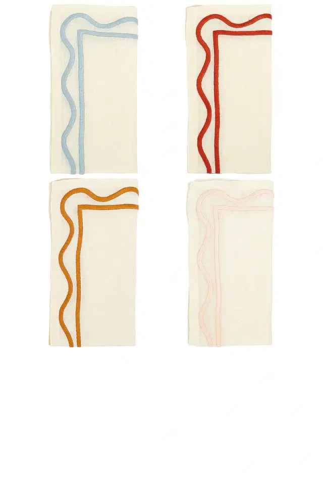 Misette Embroidered Linen Napkins Set Of 4