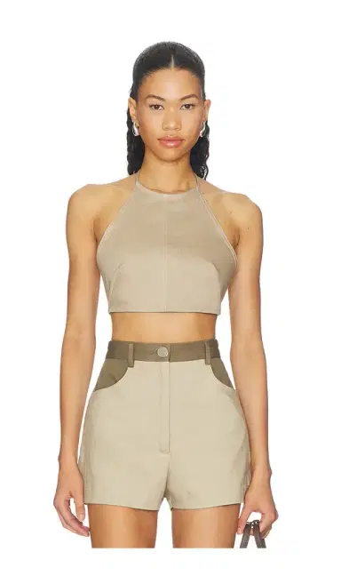Matthew Bruch Tie Halter Crop Top | Thumbnail 1