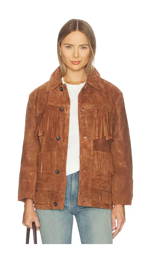 Found Western Suede Fringe Jacket