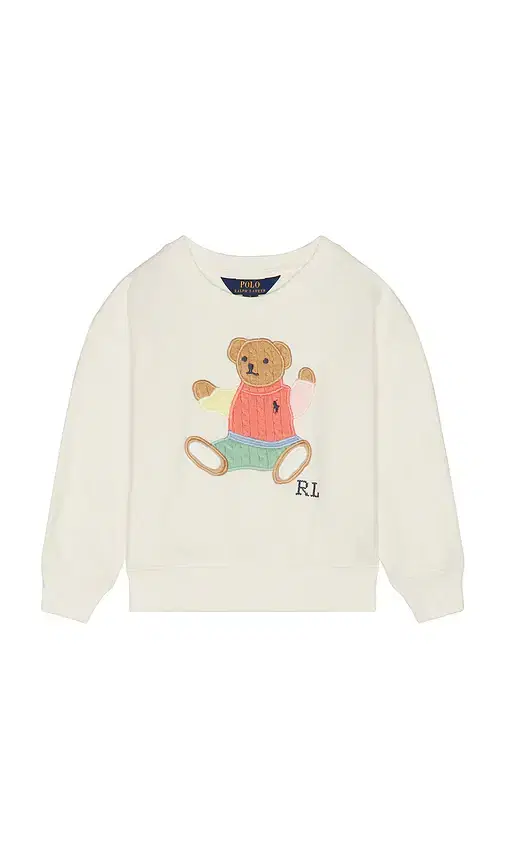 Polo Ralph Lauren Long Sleeve Lightweight Terry Cable Knit Bear Crewneck