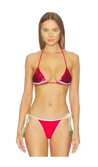 Leslie Amon Watermelon Slice Triangle Bikini Top | Thumbnail 1