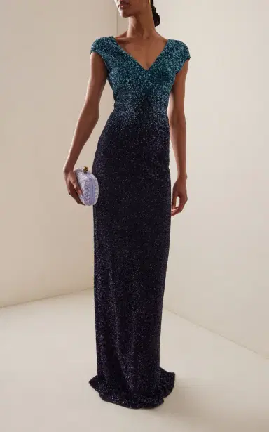 PAMELLA ROLAND Signature Sequin V Neck Gown | Thumbnail 2