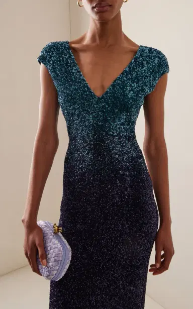 PAMELLA ROLAND Signature Sequin V Neck Gown | Thumbnail 3