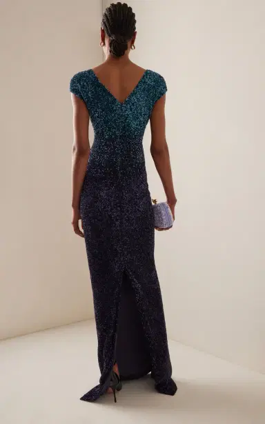 PAMELLA ROLAND Signature Sequin V Neck Gown | Thumbnail 4