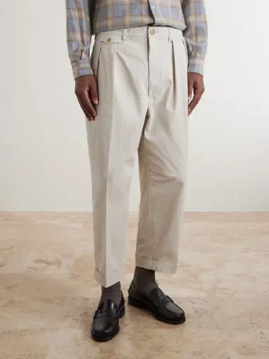 Beams Plus Tapered Pleated Cotton-Blend Twill Trousers - Men | Thumbnail 3