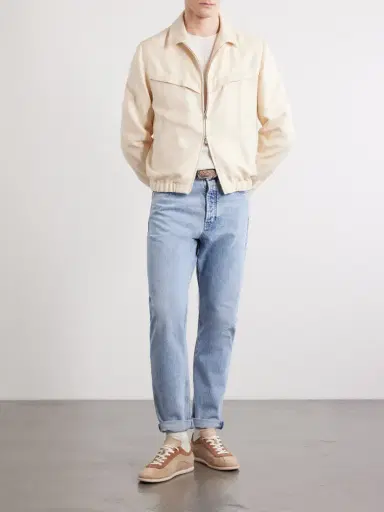 Brunello Cucinelli Herringbone Wool, Silk and Linen-Blend Blouson Jacket - Men | Thumbnail 2