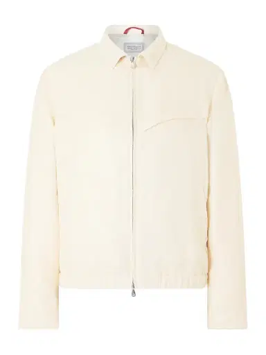Brunello Cucinelli Herringbone Wool, Silk and Linen-Blend Blouson Jacket - Men | Thumbnail 1