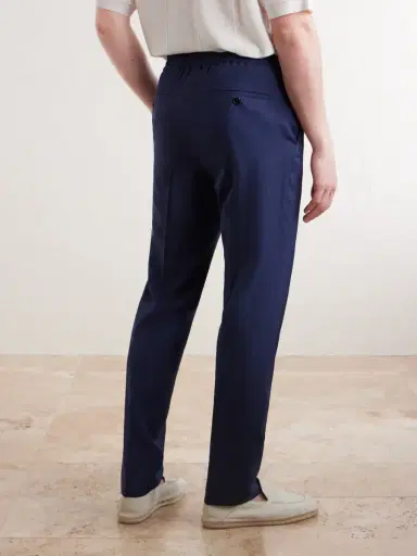 Slowear Tapered Pleated Virgin Wool, Silk and Linen-Blend Drawstring Trousers - Men | Thumbnail 4