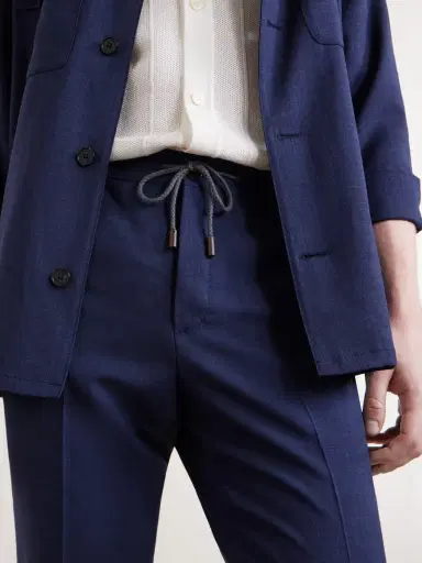 Slowear Tapered Pleated Virgin Wool, Silk and Linen-Blend Drawstring Trousers - Men | Thumbnail 5
