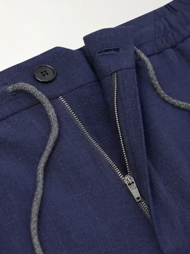 Slowear Tapered Pleated Virgin Wool, Silk and Linen-Blend Drawstring Trousers - Men | Thumbnail 6