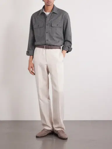 Ralph Lauren Purple Label Pinstriped Super 150s Wool-Flannel Shirt - Men | Thumbnail 2 Ralph Lauren Purple Label Pinstriped Super 150s Wool-Flannel Shirt - Men | Thumbnail 2
