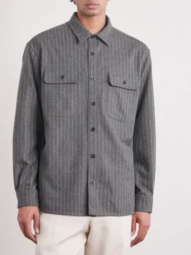 Ralph Lauren Purple Label Pinstriped Super 150s Wool-Flannel Shirt - Men | Thumbnail 3 Ralph Lauren Purple Label Pinstriped Super 150s Wool-Flannel Shirt - Men | Thumbnail 3
