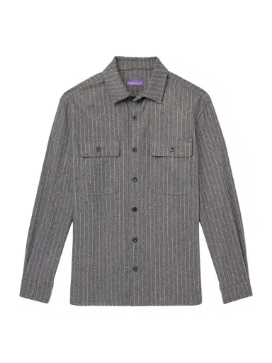 Ralph Lauren Purple Label Pinstriped Super 150s Wool-Flannel Shirt - Men | Thumbnail 1 Ralph Lauren Purple Label Pinstriped Super 150s Wool-Flannel Shirt - Men | Thumbnail 1