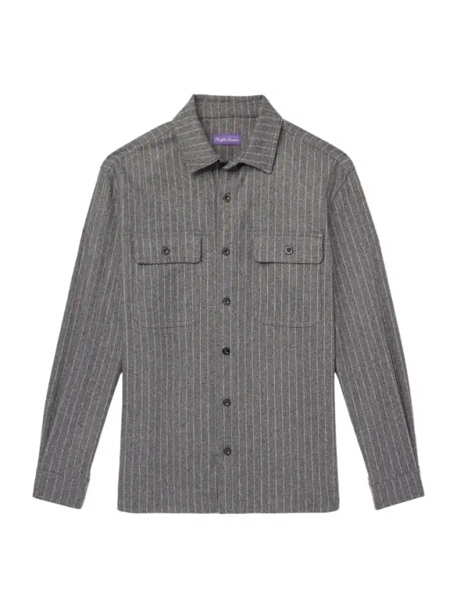 Ralph Lauren Purple Label Pinstriped Super 150s Wool-Flannel Shirt - Men