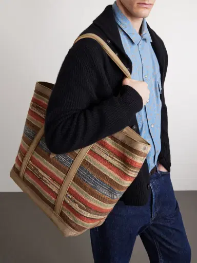 RRL Murphy Medium Suede-Trimmed Woven Cotton Tote Bag - Men | Thumbnail 2 RRL Murphy Medium Suede-Trimmed Woven Cotton Tote Bag - Men | Thumbnail 2