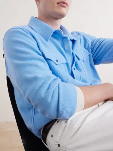 God’s True Cashmere Blue Lagoon Cashmere Shirt - Men | Thumbnail 5