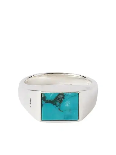 Mikia Rectangle Sterling Silver Turquoise Ring - Men | Thumbnail 1 Mikia Rectangle Sterling Silver Turquoise Ring - Men | Thumbnail 1