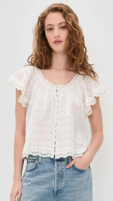 Alice + Olivia Odette Ember Top Off White L | Thumbnail 2 Alice + Olivia Odette Ember Top Off White L | Thumbnail 2