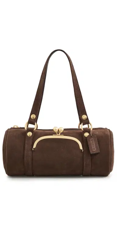 Coach Suede Kisslock Barrel Bag Chocolate One Size | Thumbnail 1