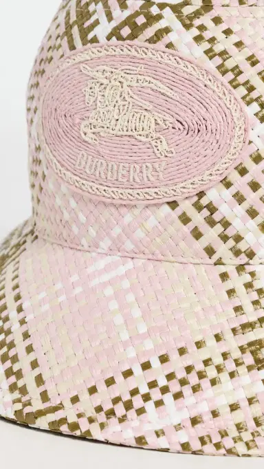 Burberry Woven Raffia Bucket Hat allow Pink IP Check | Thumbnail 4