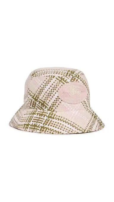 Burberry Woven Raffia Bucket Hat allow Pink IP Check | Thumbnail 5