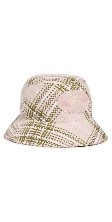 Burberry Woven Raffia Bucket Hat allow Pink IP Check | Thumbnail 1