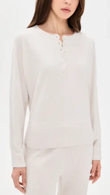 Barefoot Dreams CozyChic Ultra Lite callop Henley Top and Dune | Thumbnail 2