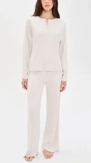 Barefoot Dreams CozyChic Ultra Lite callop Henley Top and Dune | Thumbnail 5