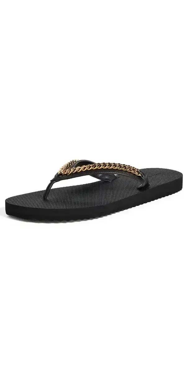 Stella McCartney Falabella Chain Flip-Flops Black