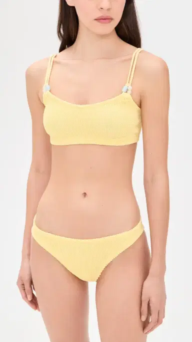 Hunza G Cassie Beaded Bikini Set Butter One Size | Thumbnail 2