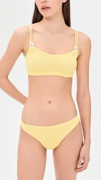 Hunza G Cassie Beaded Bikini Set Butter One Size | Thumbnail 5