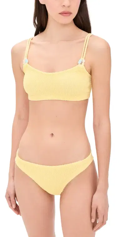 Hunza G Cassie Beaded Bikini Set Butter One Size | Thumbnail 1
