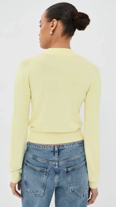 Brandon Maxwell Aubrey Cardigan Lemon Ice S | Thumbnail 3