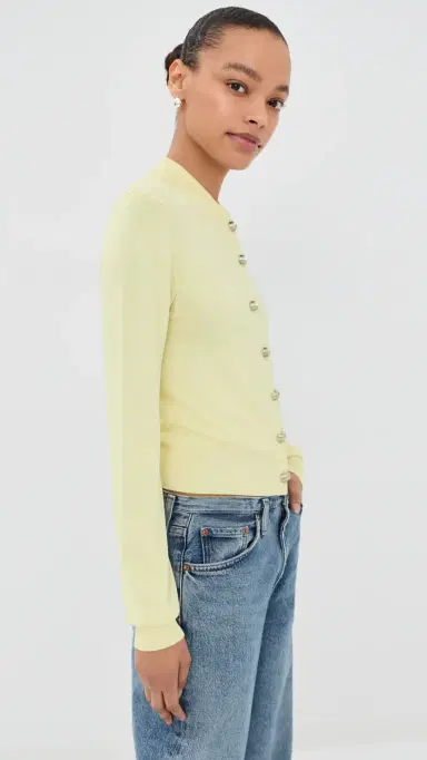 Brandon Maxwell Aubrey Cardigan Lemon Ice S | Thumbnail 4
