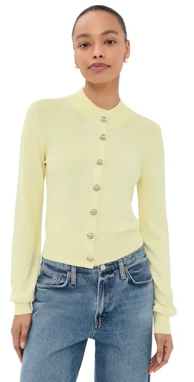 Brandon Maxwell Aubrey Cardigan Lemon Ice S | Thumbnail 1