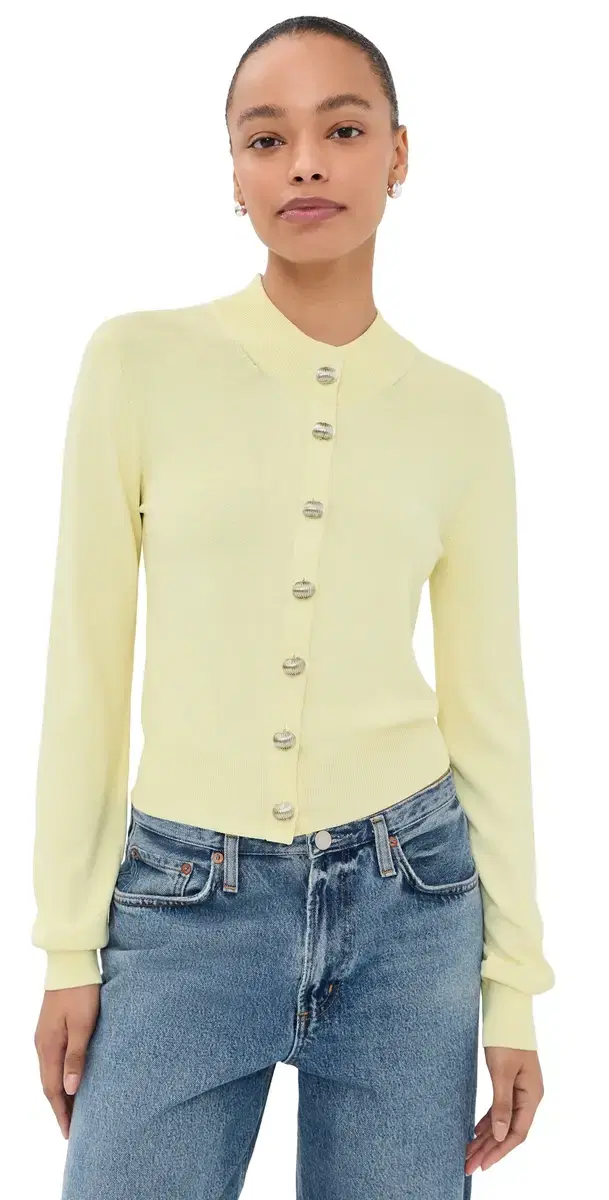 Brandon Maxwell Aubrey Cardigan Lemon Ice