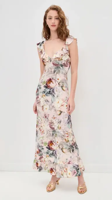 Alice + Olivia Gemma Ruffle Dress Sweet Peony | Thumbnail 2
