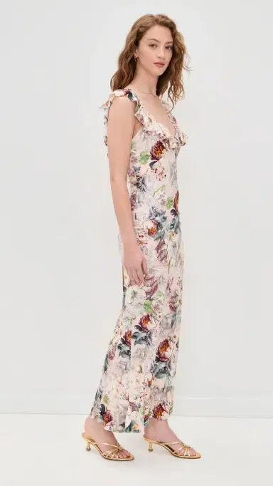 Alice + Olivia Gemma Ruffle Dress Sweet Peony | Thumbnail 4