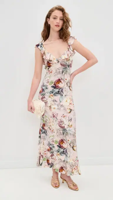 Alice + Olivia Gemma Ruffle Dress Sweet Peony | Thumbnail 5