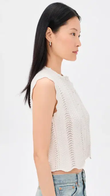 Madewell Wavy-Knit Button-Front Shell Top Vintage Ivory L | Thumbnail 4 Madewell Wavy-Knit Button-Front Shell Top Vintage Ivory L | Thumbnail 4