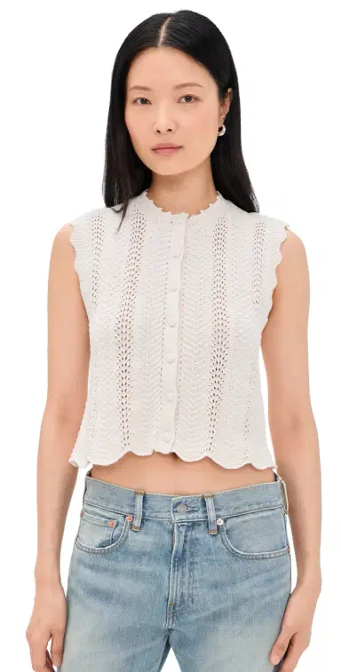Madewell Wavy-Knit Button-Front Shell Top Vintage Ivory L | Thumbnail 1 Madewell Wavy-Knit Button-Front Shell Top Vintage Ivory L | Thumbnail 1